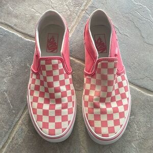 Pink and white women Vans,slip-in, size 9, good condition
